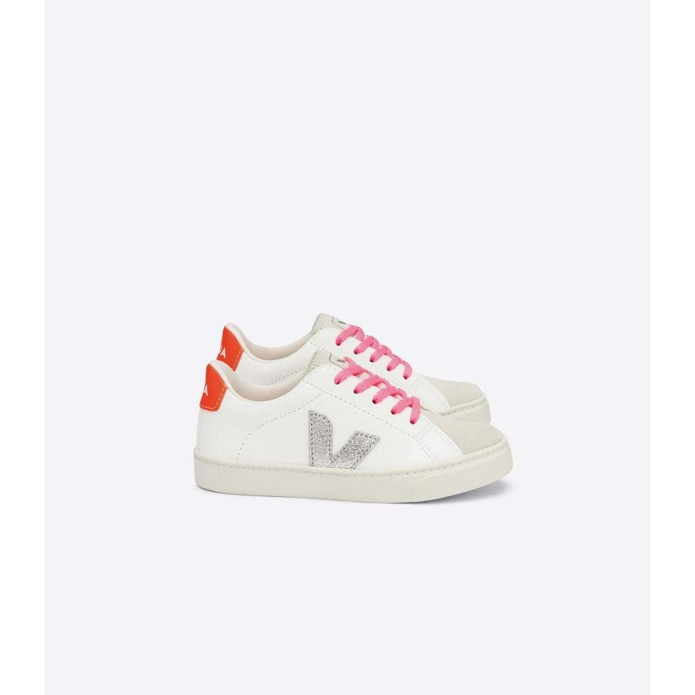 Veja ESPLAR LACES CHROMEFREE Sneakers Kinderen White/Silver/Orange | NL 833SGL